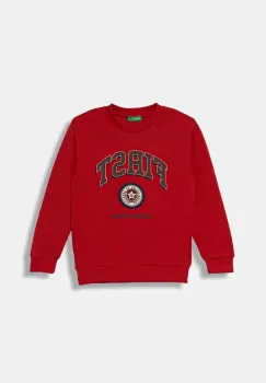 United Colors of Benetton hanorac de bumbac pentru copii culoarea rosu, cu imprimeu, 3J68G10KN imagine