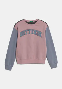 United Colors of Benetton hanorac de bumbac pentru copii culoarea roz, cu imprimeu, 3J68C10MX imagine