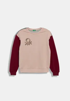 United Colors of Benetton hanorac de bumbac pentru copii culoarea roz, cu imprimeu, 3J68C10Q0 imagine