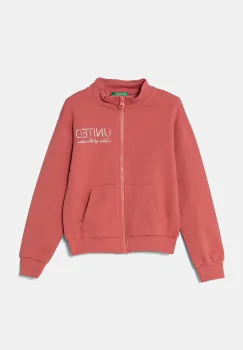 United Colors of Benetton hanorac de bumbac pentru copii culoarea roz, cu imprimeu, 3J68C504N imagine