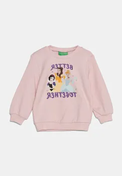 United Colors of Benetton hanorac de bumbac pentru copii culoarea roz, cu imprimeu, 3J68G10H7 imagine