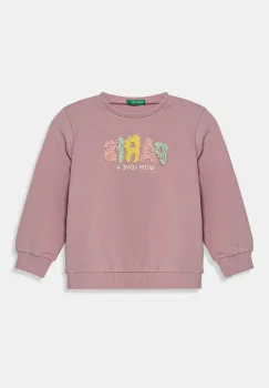 United Colors of Benetton hanorac de bumbac pentru copii culoarea roz, cu imprimeu, 3J68G10J0 imagine