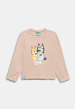 United Colors of Benetton hanorac de bumbac pentru copii culoarea roz, cu imprimeu, 3J70G10KG imagine