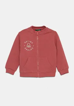United Colors of Benetton hanorac de bumbac pentru copii culoarea roz, cu imprimeu, 3J70G503N imagine