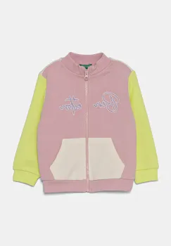 United Colors of Benetton hanorac de bumbac pentru copii culoarea roz, cu imprimeu, 3J70G503N imagine