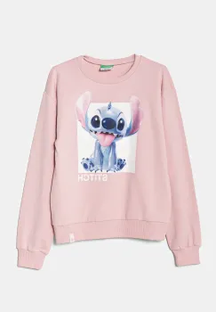 United Colors of Benetton hanorac de bumbac pentru copii culoarea roz, cu imprimeu, 3PQMC10MU imagine