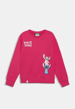 United Colors of Benetton hanorac de bumbac pentru copii culoarea roz, cu imprimeu, 3UNIC10Q6 imagine