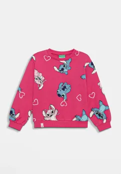 United Colors of Benetton hanorac de bumbac pentru copii culoarea roz, cu imprimeu, 3UNPG10KD imagine