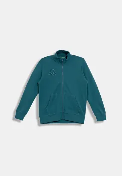 United Colors of Benetton hanorac de bumbac pentru copii culoarea turcoaz, cu imprimeu, 3J68C501B imagine