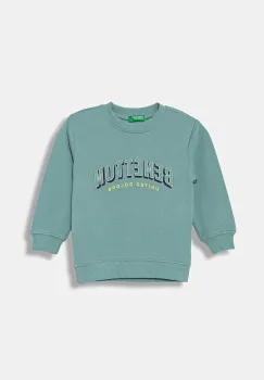 United Colors of Benetton hanorac de bumbac pentru copii culoarea turcoaz, cu imprimeu, 3J70G10JY imagine