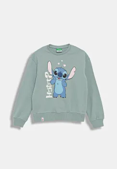 United Colors of Benetton hanorac de bumbac pentru copii culoarea turcoaz, cu imprimeu, 3UNIC10Q6 imagine