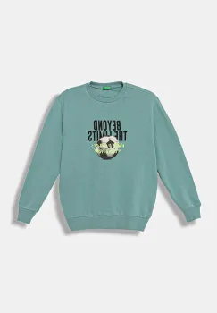 United Colors of Benetton hanorac de bumbac pentru copii culoarea turcoaz, uni, 3J68C10QK imagine