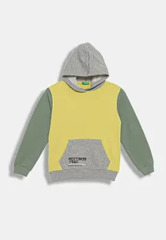 United Colors of Benetton hanorac de bumbac pentru copii culoarea verde, cu gluga, cu imprimeu, 3J68C204V imagine