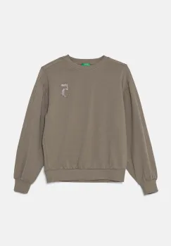 United Colors of Benetton hanorac de bumbac pentru copii culoarea verde, cu imprimeu, 33NVC10K3 imagine