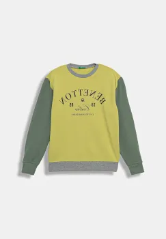 United Colors of Benetton hanorac de bumbac pentru copii culoarea verde, cu imprimeu, 3J68C10PZ imagine
