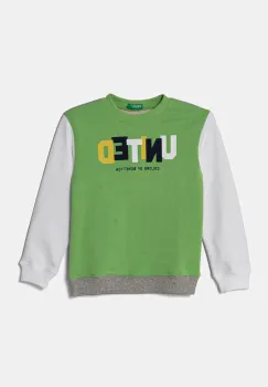 United Colors of Benetton hanorac de bumbac pentru copii culoarea verde, cu imprimeu, 3J70G10HW imagine