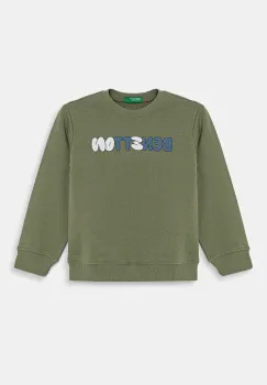 United Colors of Benetton hanorac de bumbac pentru copii culoarea verde, cu imprimeu, 3J70G10HW imagine