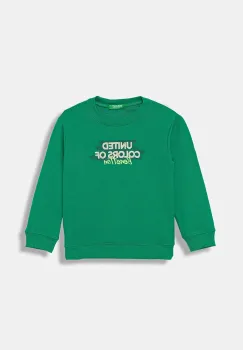 United Colors of Benetton hanorac de bumbac pentru copii culoarea verde, cu imprimeu, 3J70G10JY imagine