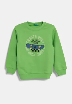 United Colors of Benetton hanorac de bumbac pentru copii culoarea verde, cu imprimeu, 3UNIG10II imagine