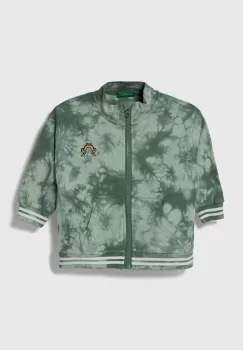 United Colors of Benetton hanorac de bumbac pentru copii culoarea verde, modelator imagine