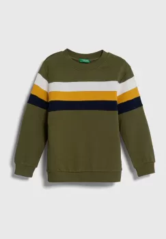 United Colors of Benetton hanorac de bumbac pentru copii culoarea verde, modelator imagine