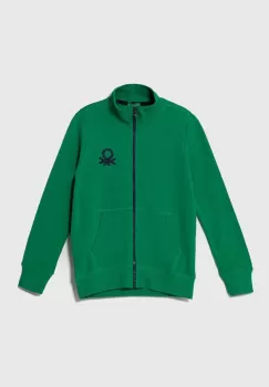 United Colors of Benetton hanorac de bumbac pentru copii culoarea verde, neted imagine