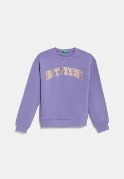 United Colors of Benetton hanorac de bumbac pentru copii culoarea violet, cu imprimeu, 3J68C10MX imagine