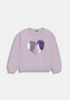 United Colors of Benetton hanorac de bumbac pentru copii culoarea violet, cu imprimeu, 3J68C10QI imagine