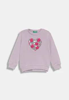 United Colors of Benetton hanorac de bumbac pentru copii culoarea violet, cu imprimeu, 3J68G10K3 imagine