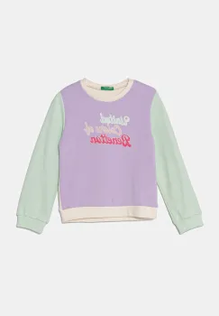 United Colors of Benetton hanorac de bumbac pentru copii culoarea violet, cu imprimeu, 3J70G10HX imagine