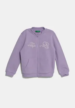 United Colors of Benetton hanorac de bumbac pentru copii culoarea violet, cu imprimeu, 3J70G503N imagine
