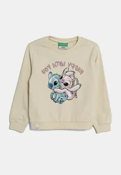 United Colors of Benetton hanorac de bumbac pentru copii x Disney culoarea bej, cu imprimeu, 3PQMG10HP imagine