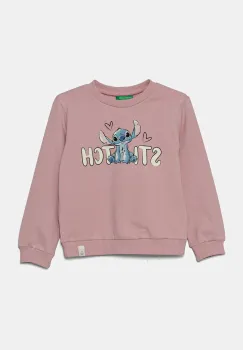United Colors of Benetton hanorac de bumbac pentru copii x Disney culoarea roz, cu imprimeu, 3PQMG10HP imagine