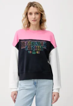 United Colors of Benetton hanorac de bumbac pentru copii x Stranger Things culoarea bleumarin, cu imprimeu, 33NVD10BB imagine