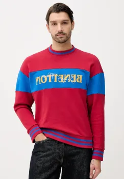 United Colors of Benetton hanorac de bumbac x Stranger Things culoarea bordo, cu imprimeu, 342ZU10BA imagine