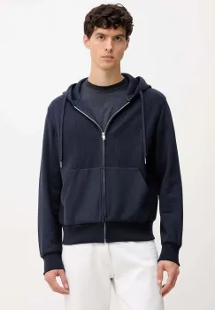 United Colors of Benetton hanorac din amestec de lana culoarea bleumarin, cu gluga, uni, 3ORNU500S imagine