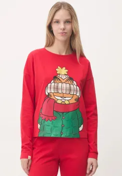 United Colors of Benetton longsleeve de pijama x GARFIELD culoarea rosu, 3DKE3M06L imagine