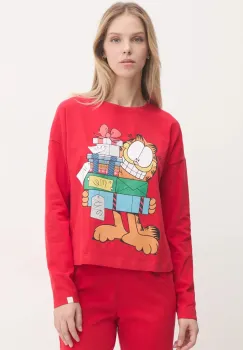 United Colors of Benetton longsleeve de pijama x GARFIELD culoarea rosu, 3DKE3M06L imagine