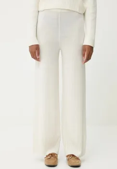 United Colors of Benetton pantaloni cu lana culoarea bej, lat, high waist, 102HDF00Z imagine