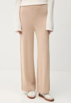 United Colors of Benetton pantaloni cu lana culoarea bej, lat, high waist, 102HDF00Z imagine