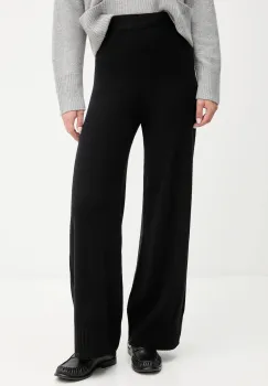 United Colors of Benetton pantaloni cu lana culoarea negru, lat, high waist, 102HDF00Z imagine