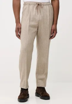 United Colors of Benetton pantaloni cu lana pantaloni drepti pentru barbati, culoare bej, 47WUUF05V imagine