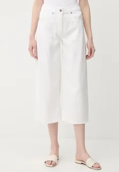 United Colors of Benetton pantaloni culoarea alb, drept, high waist, 4LEDDF09P imagine