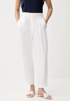 United Colors of Benetton pantaloni culoarea alb, lat, high waist, 4T91DF08L imagine