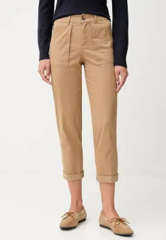 United Colors of Benetton pantaloni culoarea bej, drept, high waist, 4FRXDF08E imagine