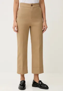 United Colors of Benetton pantaloni culoarea bej, drept, high waist, 4SJCDF07J imagine