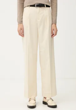United Colors of Benetton pantaloni culoarea bej, drept, high waist, 4YVXDF09R imagine