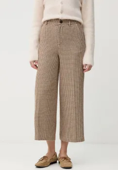 United Colors of Benetton pantaloni culoarea bej, fason culottes, high waist, 44BWDF0AA imagine