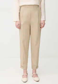 United Colors of Benetton pantaloni culoarea bej, fason tigareta, high waist, 40FADF092 imagine