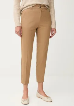 United Colors of Benetton pantaloni culoarea bej, mulata, high waist, 4FRXDF096 imagine